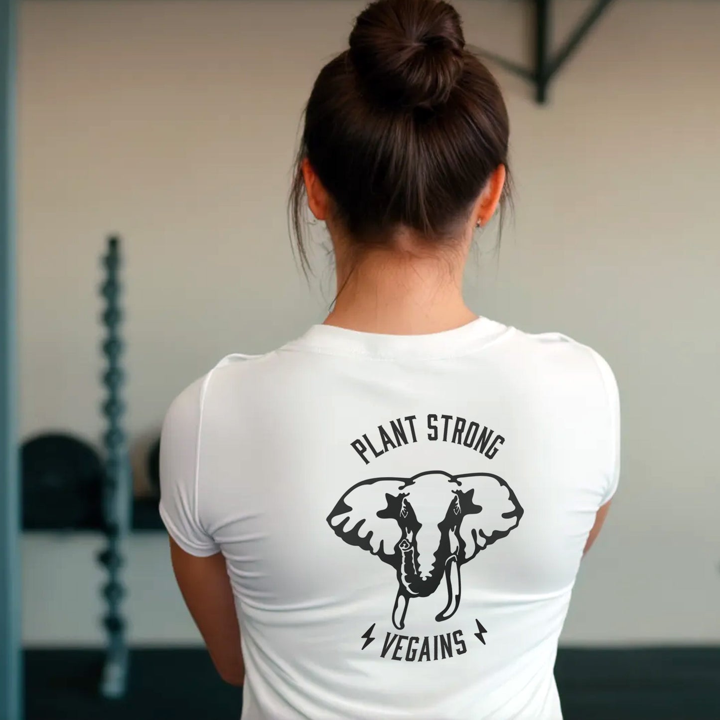 Plant Strong Vegains-Elephant-Womens Tee NEW