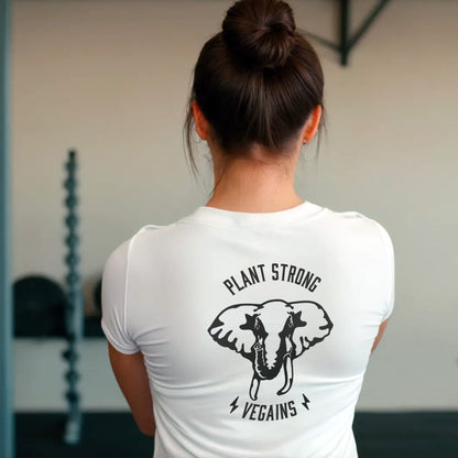 Plant Strong Vegains-Elephant-Womens Tee NEW