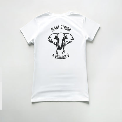 Plant Strong Vegains-Elephant-Womens Tee NEW
